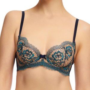 32C Evelina Underwire Bra NWT navy and turquoise